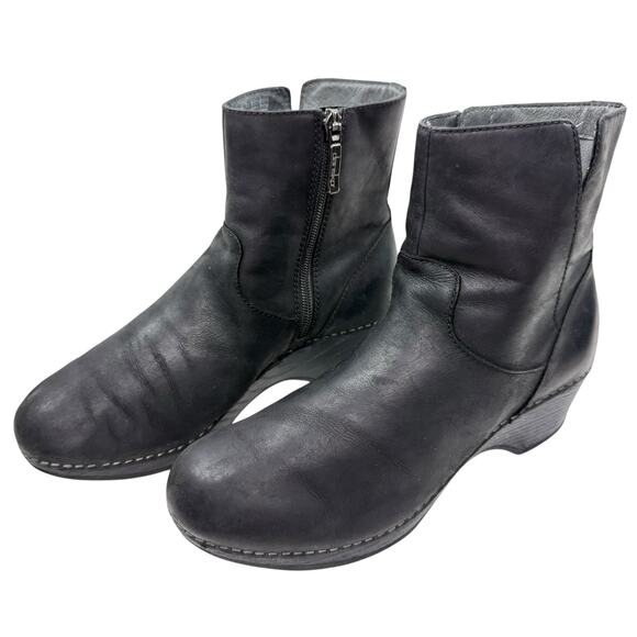 Dansko Meghan Matte Black Leather Short Ankle Comfort Boots EU 38 US 7.5 to 8 - Picture 1 of 8